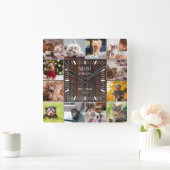 Für immer in unserem Hearts Pet Keepake Foto Colla Quadratische Wanduhr (Zuhause)