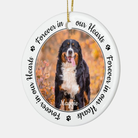 Für immer in unserem Hearts Pet Loss Geschenk Hund Keramik Ornament (Links)