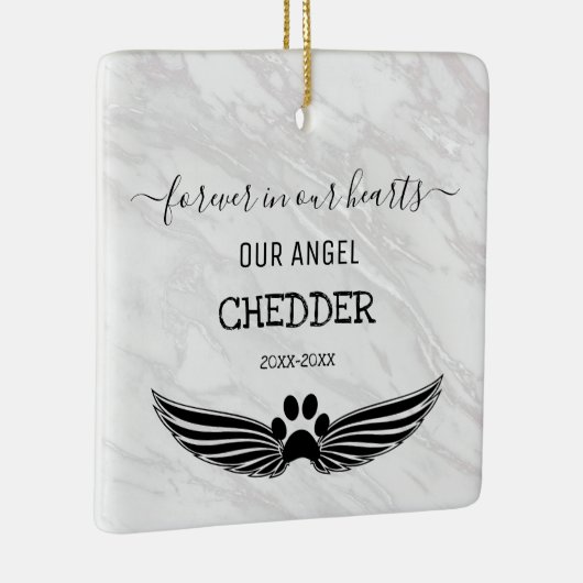 Für immer in unserem Hearts Pet Memorial Angel Win Keramikornament (Rechts)