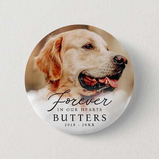 Für immer in unserem Hearts Pet Memorial Modernes Button (Vorderseite)