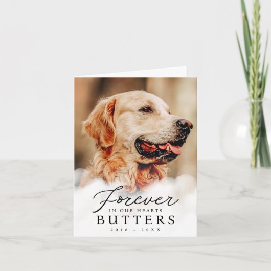 Für immer in unserem Hearts Pet Memorial Modernes Dankeskarte (Vorderseite)