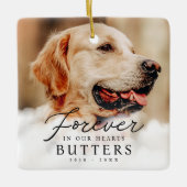 Für immer in unserem Hearts Pet Memorial Modernes Keramikornament (Vorderseite)