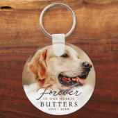 Für immer in unserem Hearts Pet Memorial Modernes Schlüsselanhänger (Vorderseite)