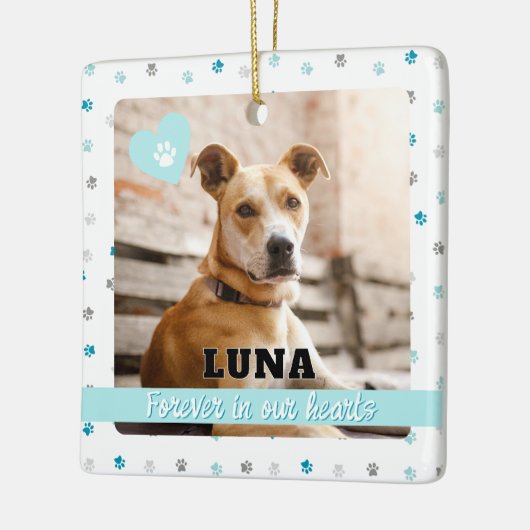 Für immer in unserem Hearts Rainbow Bridge Hund Or Keramikornament (Links)