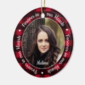 Für immer in unserem Hearts Red Kariert Keepake Me Keramik Ornament (Links)