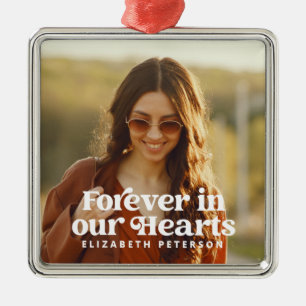 Für immer in unserem Hearts Simple Custom Foto Me Ornament Aus Metall