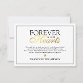 Für immer in unserem Herz Beerdigung Dankeschön Ka Dankeskarte (Vorderseite)