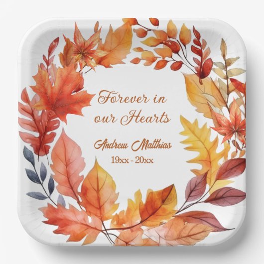 Für immer in unserem Herz Beerdigung Fall Bloralfa Pappteller (Vorderseite)