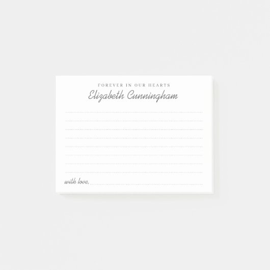 Für immer in unserem Herz Beerdigungschic Gedächtn Post-it Klebezettel (Vorderseite)