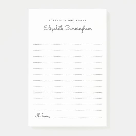 Für immer in unserem Herz Beerdigungschic Gedächtn Post-it Klebezettel (Vorderseite)