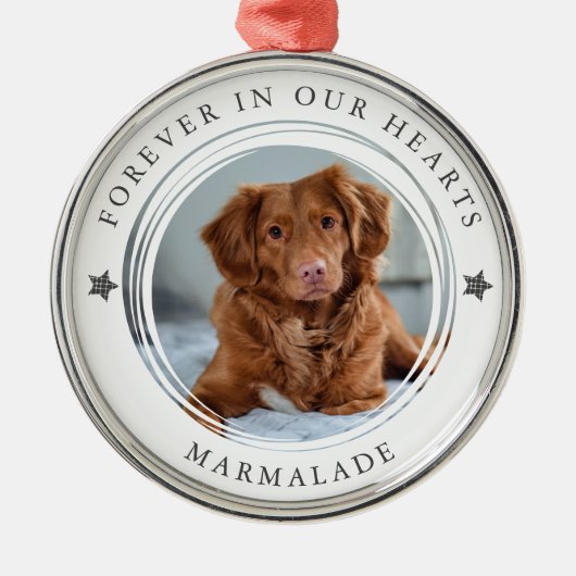 Für immer in unserem Herz Beileid Haustier Foto Ornament Aus Metall (Vorne)