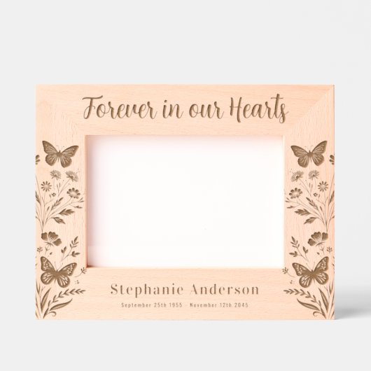 Für immer in unserem Herz Blumenmuster Custom Foto Geätzte Rahmen (Vorderseite)
