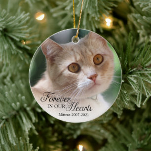 Für immer in unserem Herz Cat Foto Keramik Ornament