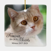 Für immer in unserem Herz Cat Foto Keramikornament (Rückseite)