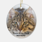 Für immer in unserem Herz Cat Foto Pet Memorial Keramik Ornament (Links)