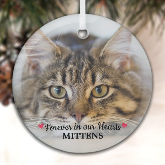 Für immer in unserem Herz Cat Foto Pet Memorial Ornament Aus Glas