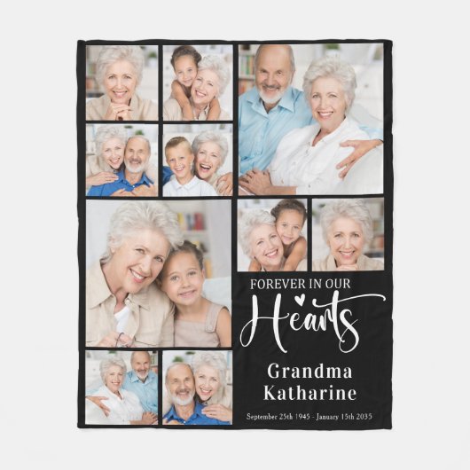 Für immer in unserem Herz Custom 10 Pictures Memor Fleecedecke (Vorderseite)