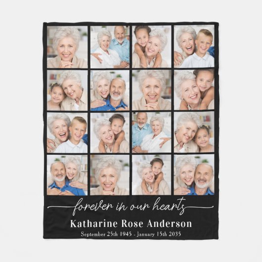 Für immer in unserem Herz Custom 16 Pictures Memor Fleecedecke (Vorderseite)