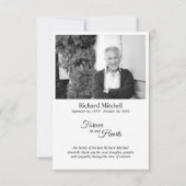 Für immer in unserem Herz Einfaches Schwarz-Weiß-F Dankeskarte (Vorderseite)