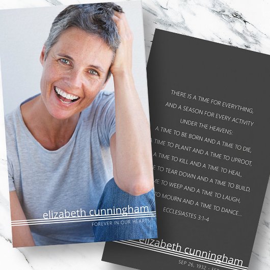 Für immer in unserem Herz Foto Beerdigungskarte Visitenkarte