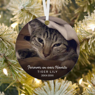 Für immer in unserem Herz Foto Cat Pet Memorial Ornament Aus Metall
