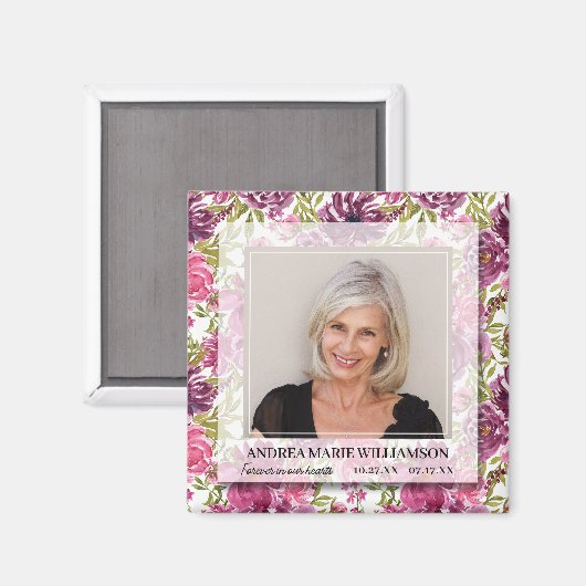 Für immer in unserem Herz Foto Floral Magnet (Vorderseite/Rückseite)