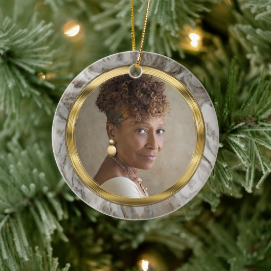 Für immer in unserem Herz-Foto Keramik Ornament (Baum)