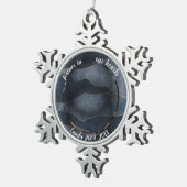 Für immer in unserem Herz Foto Pet Memorial Abstra Schneeflocken Zinn-Ornament (Rechts)