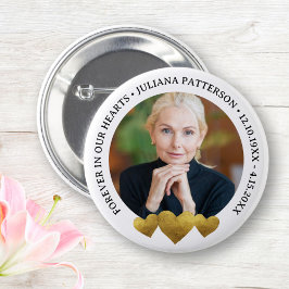 Für immer in unserem Herz Gold Keepake Beerdigung  Button