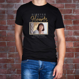 Für immer in unserem Herz Gold Script Foto Memoria T-Shirt