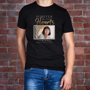 Für immer in unserem Herz Gold Script Foto Memoria T-Shirt