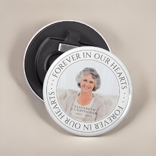 Für immer in unserem Herz Memorial Elegantes Foto Flaschenöffner