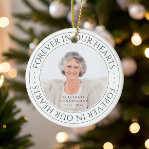 Für immer in unserem Herz Memorial Elegantes Foto Keramik Ornament