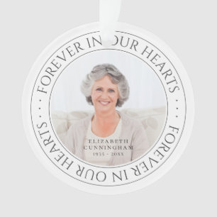 Für immer in unserem Herz Memorial Elegantes Foto Ornament