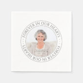 Für immer in unserem Herz Memorial Elegantes Foto Serviette (Vorderseite)