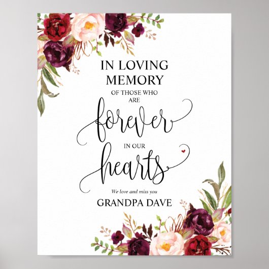 Für immer in unserem Herz Memorial Sign v9 Poster (Vorne)