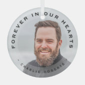 Für immer in unserem Herz Modern Overlay Foto Glas Ornament Aus Glas (Vorderseite)