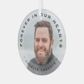 Für immer in unserem Herz Modern Overlay Foto Glas Ornament Aus Glas (Vorderseite links)