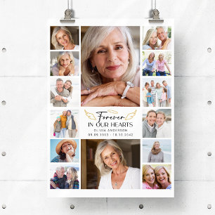 Für immer in unserem Herz Multi Foto Collage Memor Poster