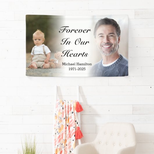 Für immer in unserem Herz Personalisiert Memorial Banner (Insitu)