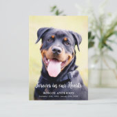 Für immer in unserem Herz Pet Memorial Modernes Fo Dankeskarte (Stehend Vorderseite)