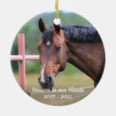 Für immer in unserem Herz Pferd Foto Pet Memorial Keramik Ornament (Hinten)