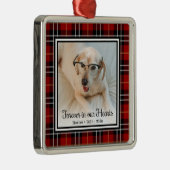 Für immer in unserem Herz Red Kariert Dog Memorial Ornament Aus Metall (Rechts)