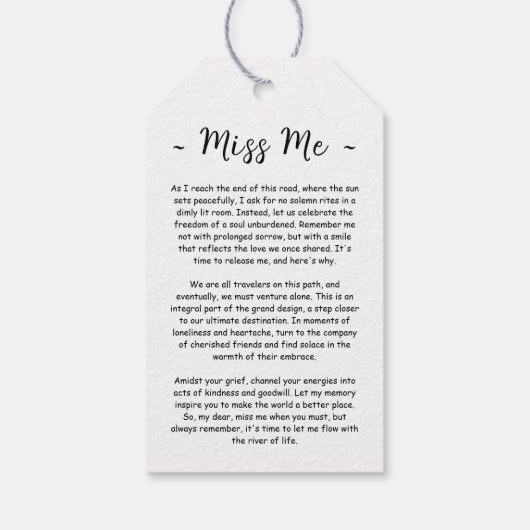 Für immer in unserem Herz-Script-Beerdigung Foto G Geschenkanhänger (Rückseite)