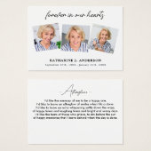 Für immer in unserem Herzen 3 Foto Beerdigungskart (Vorne & Hinten)