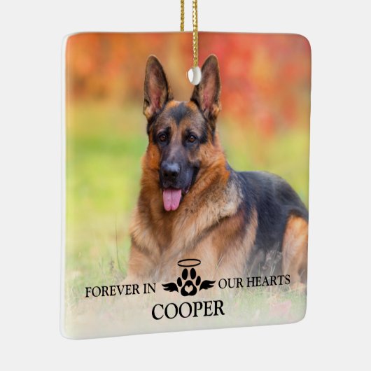 Für immer in unserem Herzen Angel Hund verlieren H Keramikornament (Rechts)