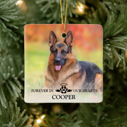 Für immer in unserem Herzen Angel Hund verlieren H Keramikornament (Baum)