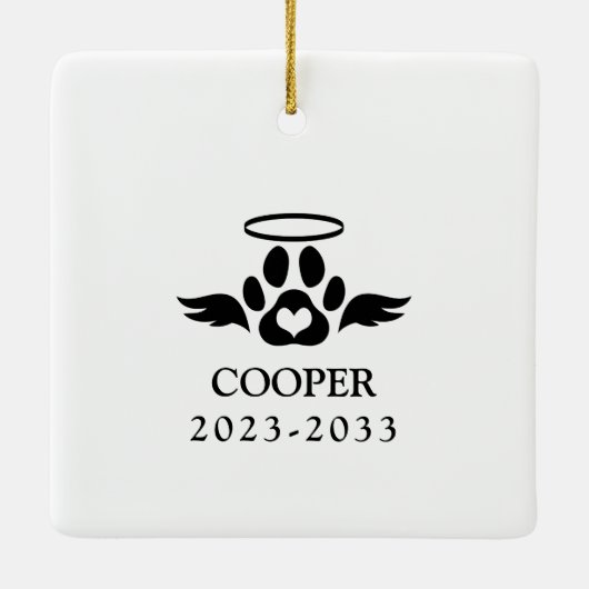 Für immer in unserem Herzen Angel Hund verlieren H Keramikornament (Rückseite)