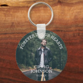 Für immer in unserem Herzen | Beerdigtes Foto Schlüsselanhänger (Vorderseite)