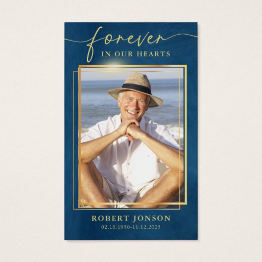 Für immer in unserem Herzen Beerdigung Foto Gebet (Vorderseite)